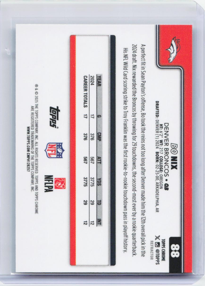2025 Topps Chrome #88 Bo Nix Refractor