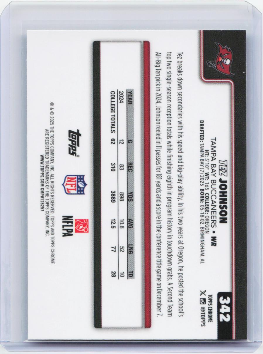 2025 Topps Chrome #342 Tez Johnson Pulsar Refractor
