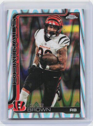 2025 Topps Chrome #62 Chase Brown Ray Wave Refractor