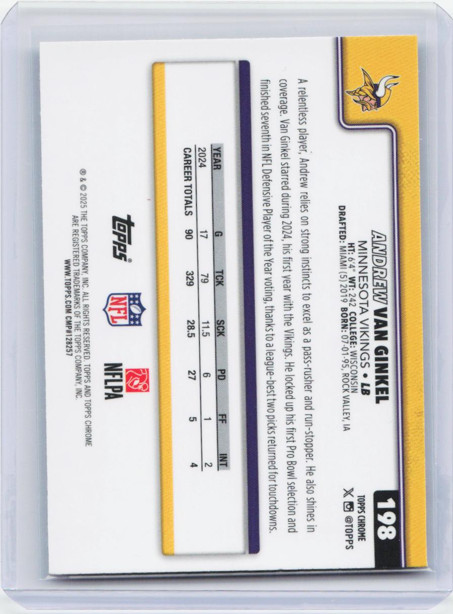 2025 Topps Chrome #198 Andrew Van Ginkel X-Fractor