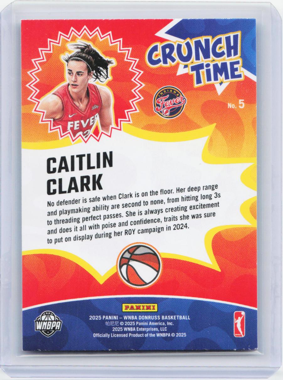 2025 Donruss WNBA #5 Caitlin Clark Crunch Time Press Proof