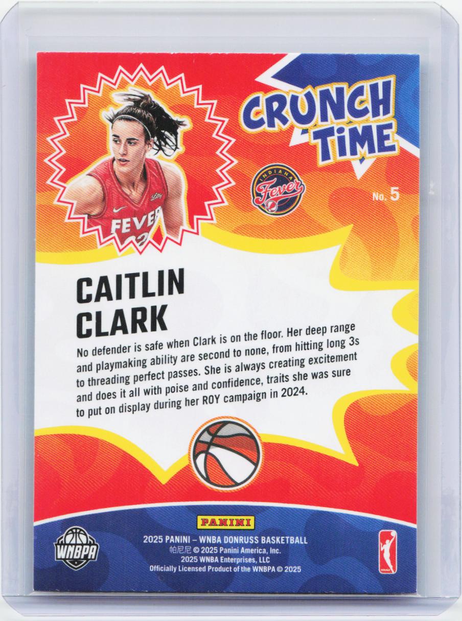 2025 Donruss WNBA #5 Caitlin Clark Crunch Time Press Proof