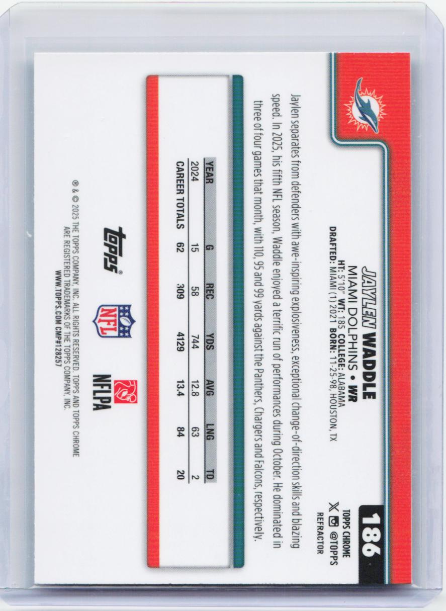 2025 Topps Chrome #186 Jaylen Waddle Refractor