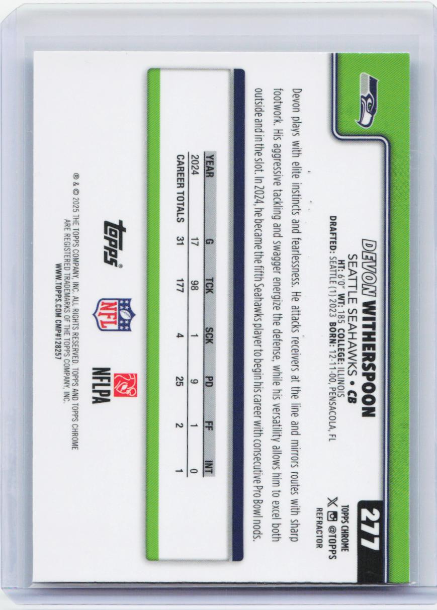 2025 Topps Chrome #277 Devon Witherspoon Refractor