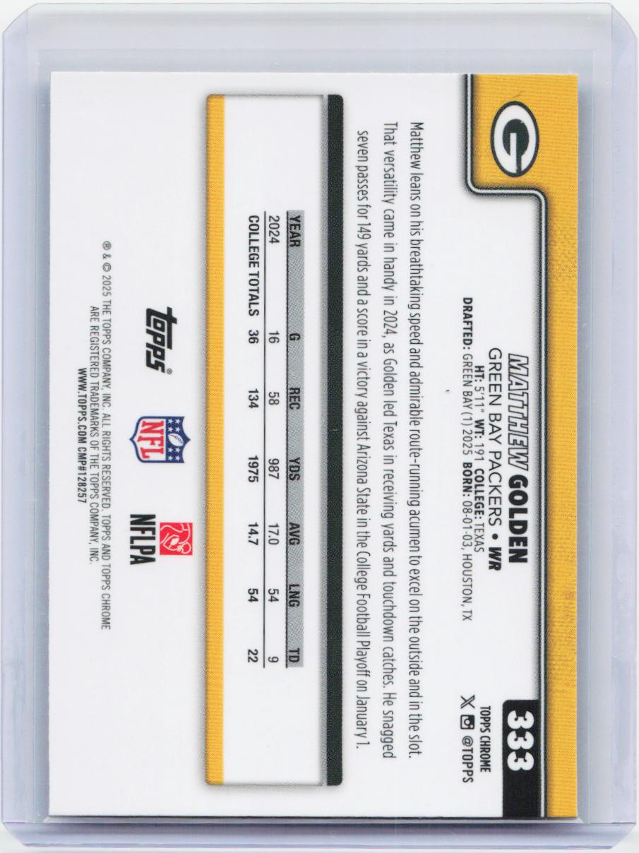 2025 Topps Chrome #333 Matthew Golden