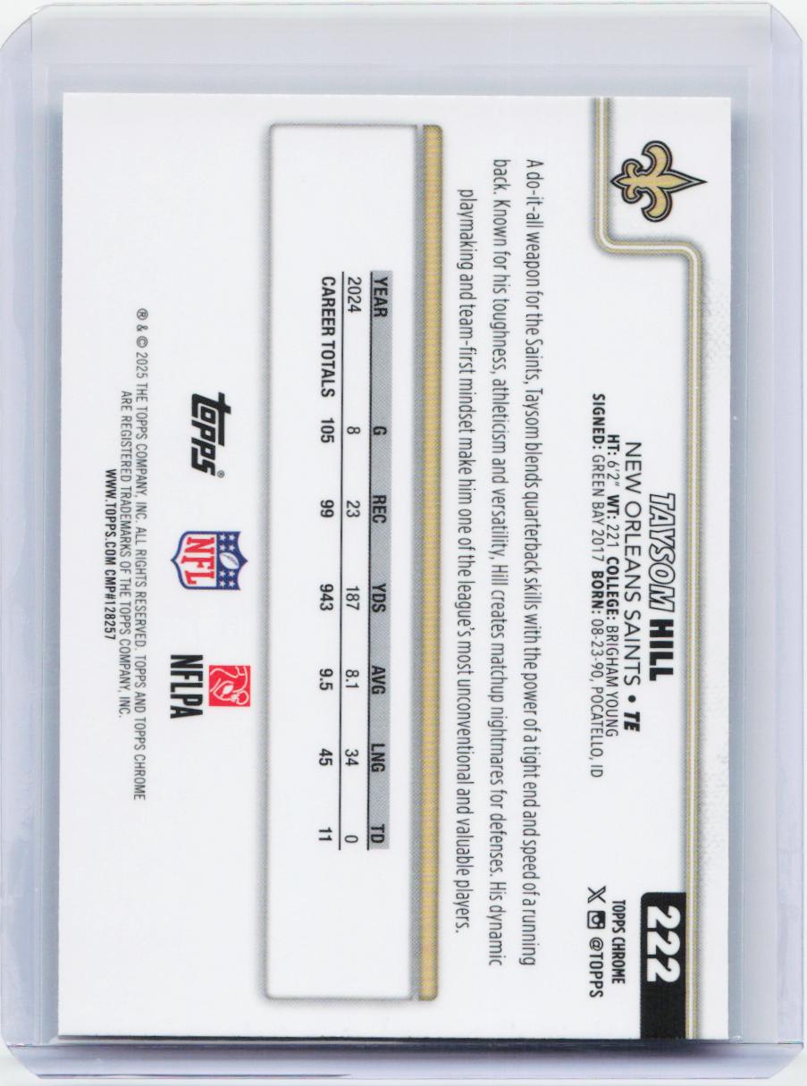 2025 Topps Chrome #222 Taysom Hill Ray Wave Refractor