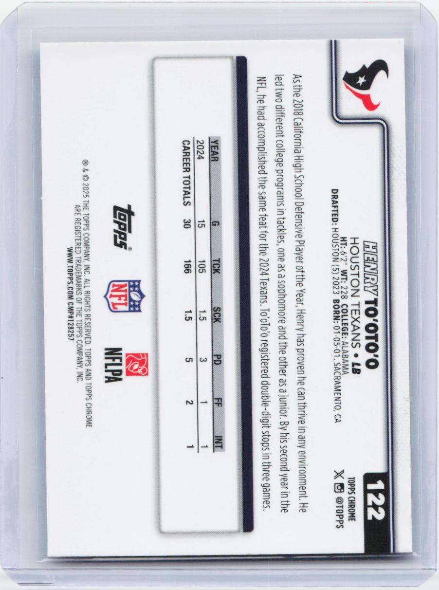 2025 Topps Chrome #122 Henry To'oTo'o Ray Wave Refractor