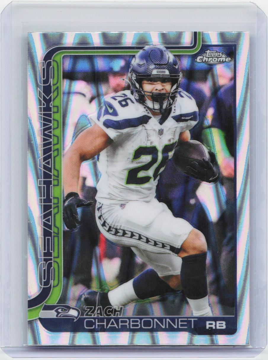 2025 Topps Chrome #279 Zach Charbonnet Ray Wave Refractor