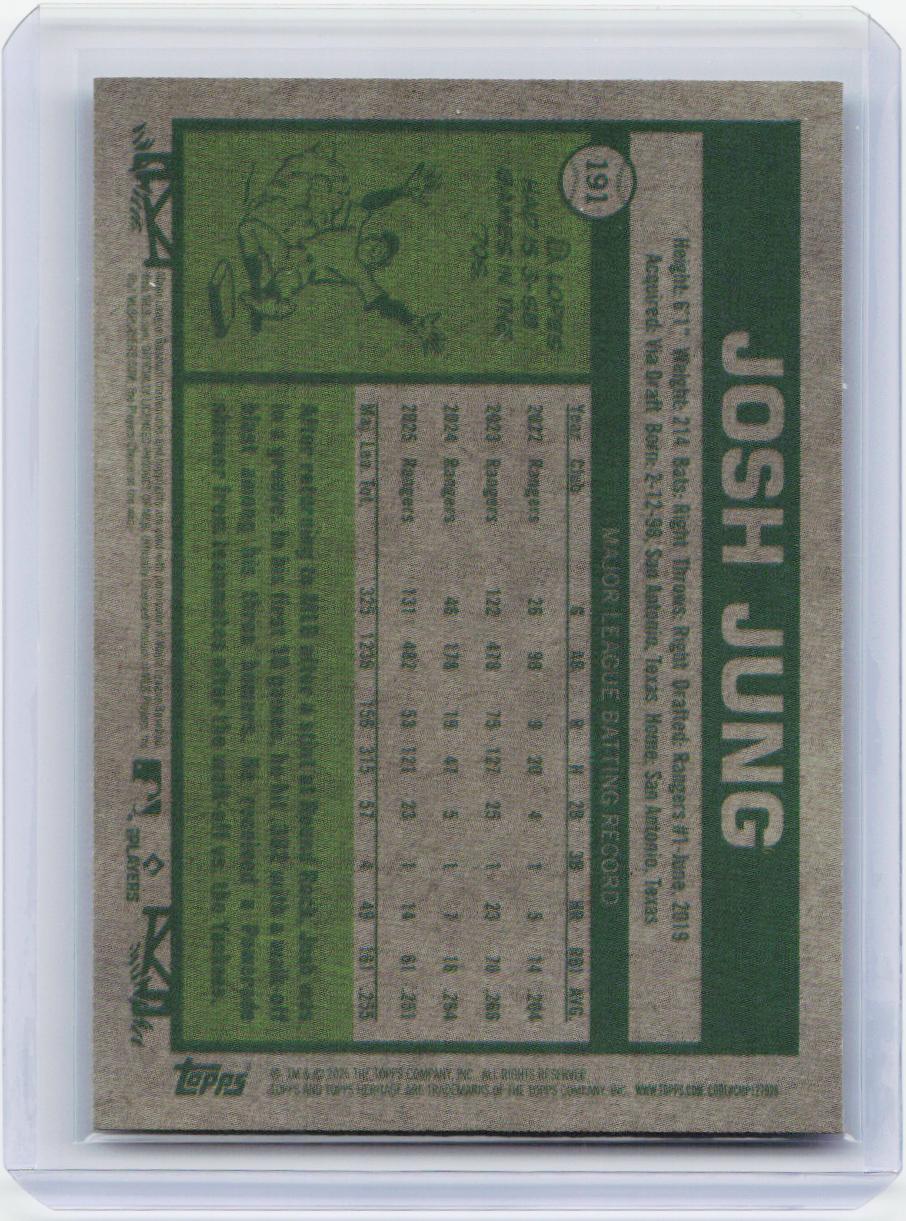 2026 Topps Heritage #191 Josh Jung Chrome Silver Sparkle Refractors