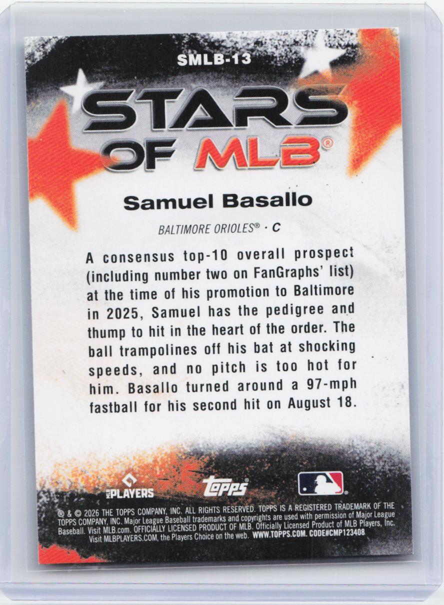 2026 Topps #SMLB-13 Samuel Basallo Stars of MLB