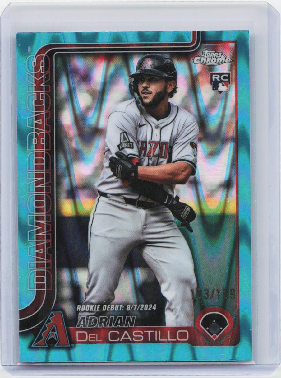 2025 Topps Chrome Update #USC92 Adrian Del Castillo Aqua RayWave Refractor #/199