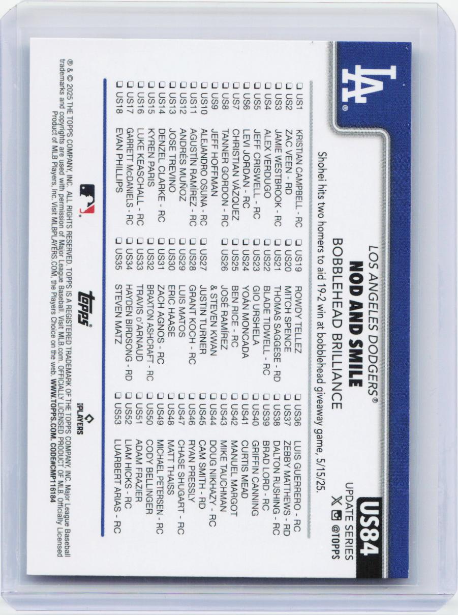 2025 Topps Update #US84 Nod and Smile