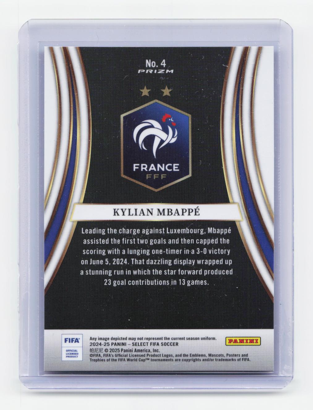2024-25 Panini Select FIFA #4 Kylian Mbappe Equalizers