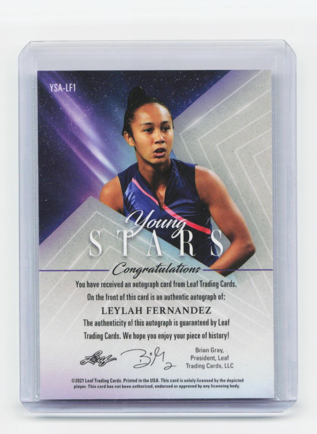 2021 Leaf Young Stars #BA-LF1 Leylah Fernandez Autographs Purple