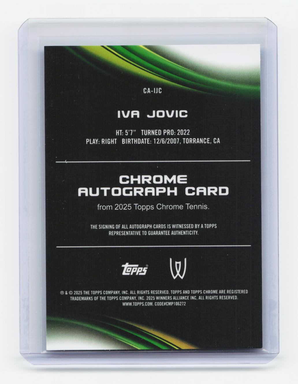 2025 Topps Chrome #CA-IJC Iva Jovic Chrome Autographs Blue Geo Refractor /150