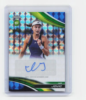 2025 Topps Chrome #CA-IJC Iva Jovic Chrome Autographs Blue Geo Refractor /150