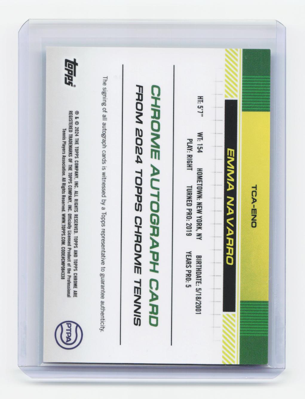 2024 Topps Chrome #TCA-ENO Emma Navarro Autographs