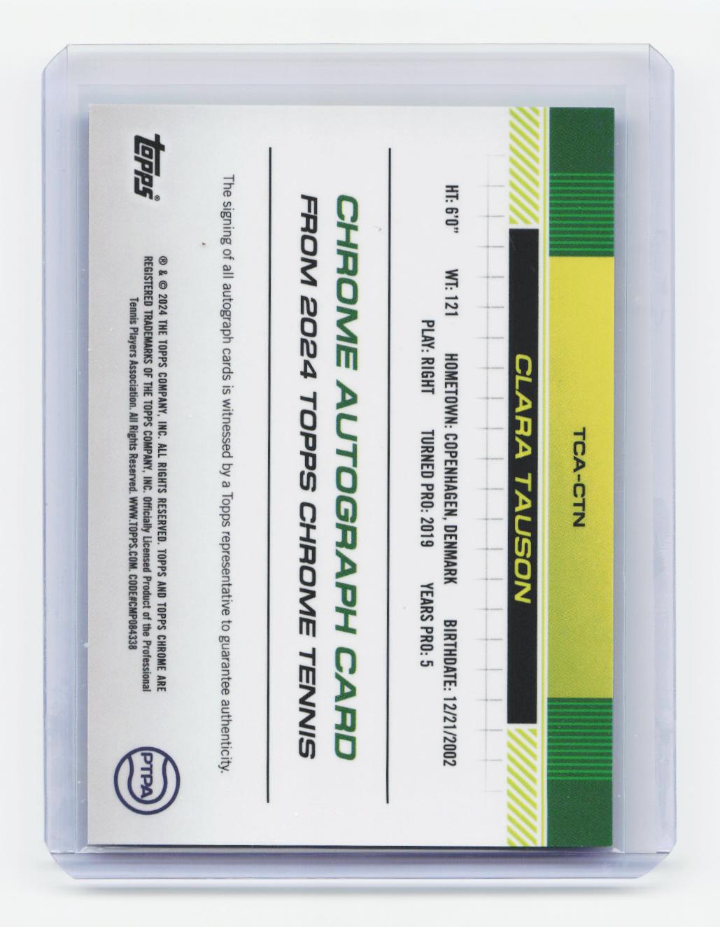 2024 Topps Chrome Sapphire Edition #TCA-CTN Clara Tauson Autographs