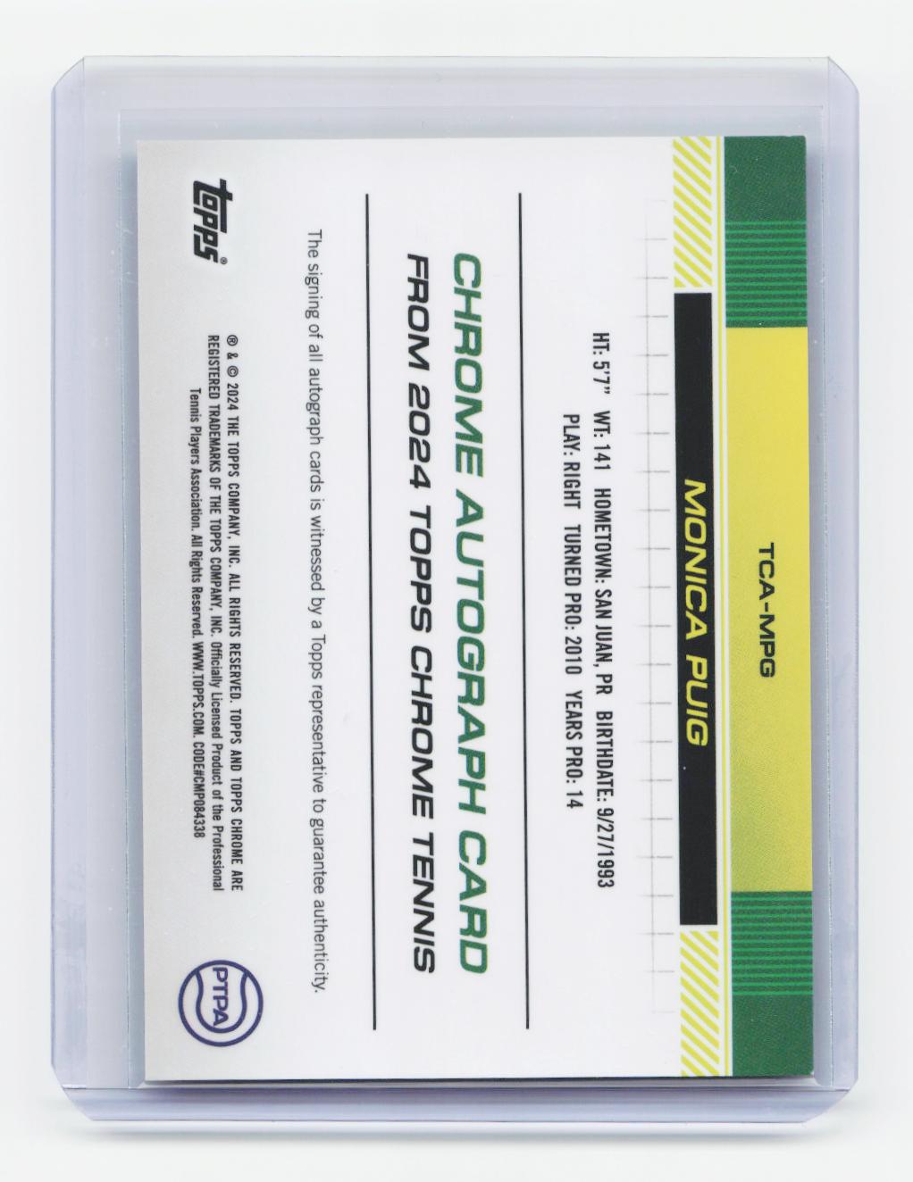 2024 Topps Chrome #TCA-MPG Monica Puig Autographs