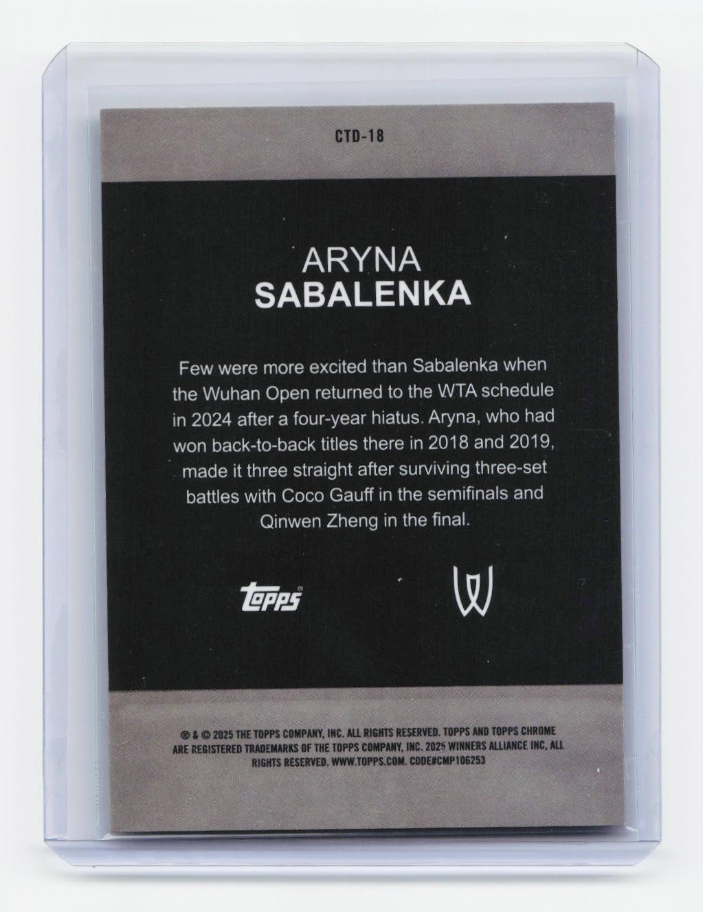 2025 Topps Chrome #CTD-18 Aryna Sabalenka Captured Gold Geometric Refractor #/50