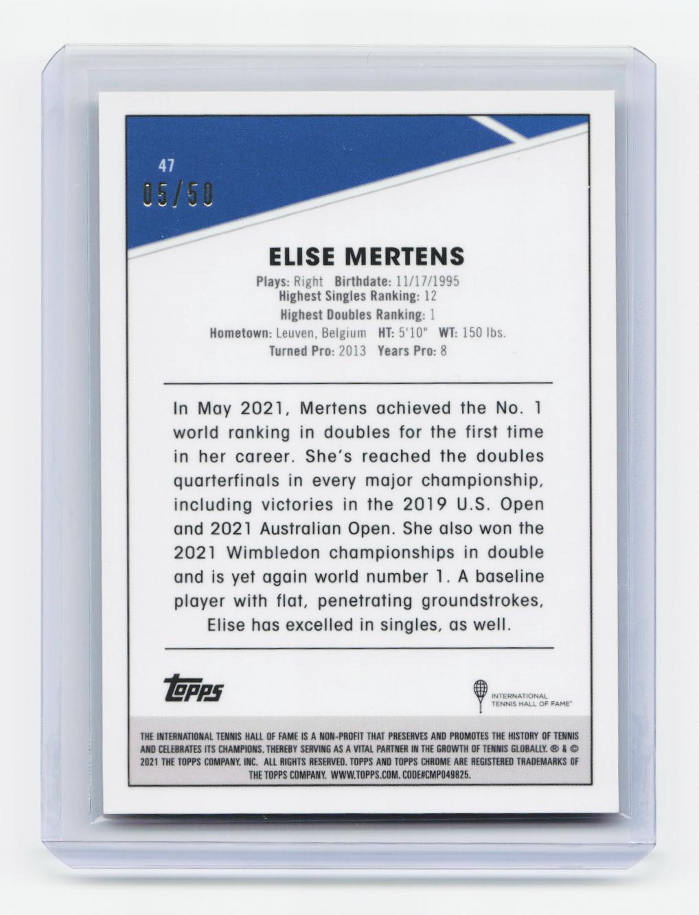 2021 Topps Chrome #47 Elise Mertens Gold Wave #/50
