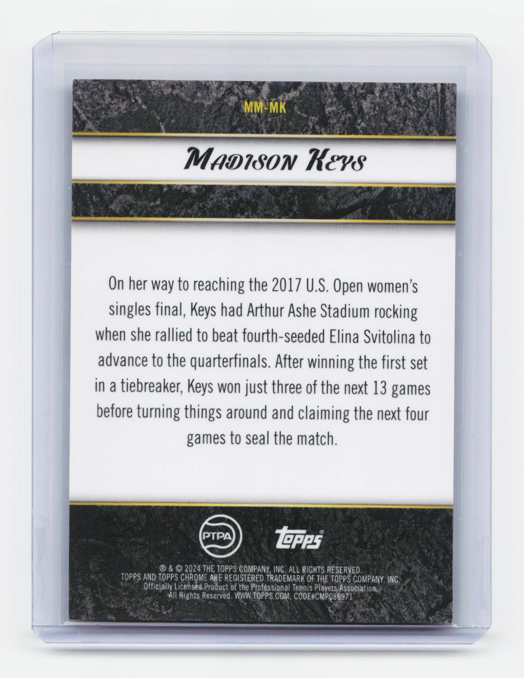 2024 Topps Graphite #MM-MK Madison Keys Match Masters Gold Refractor #/25
