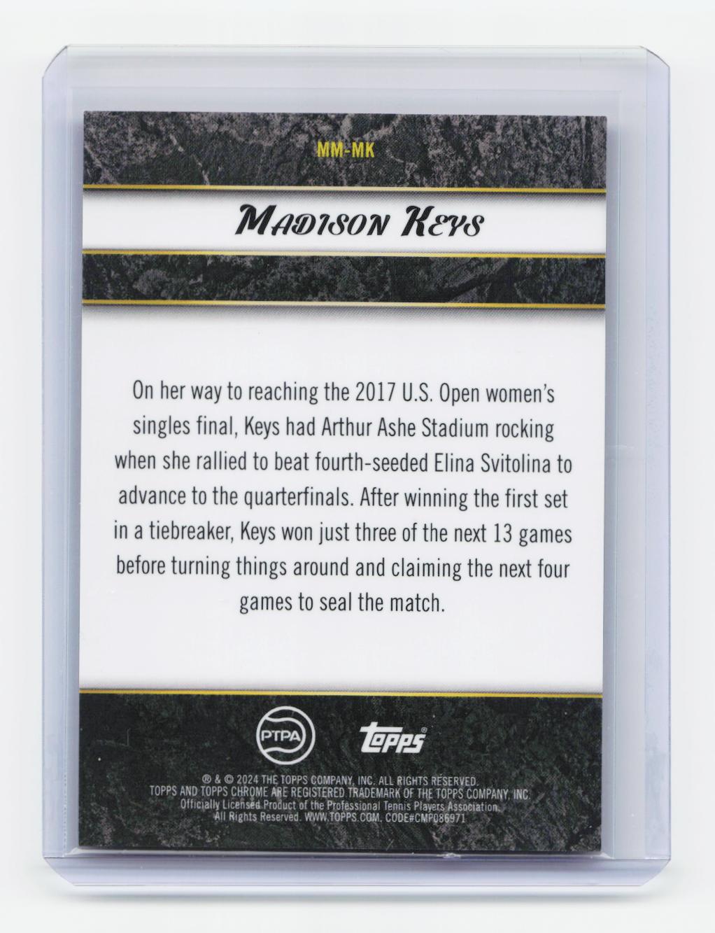 2024 Topps Graphite #MM-MK Madison Keys Match Masters Pink Refractor #/15