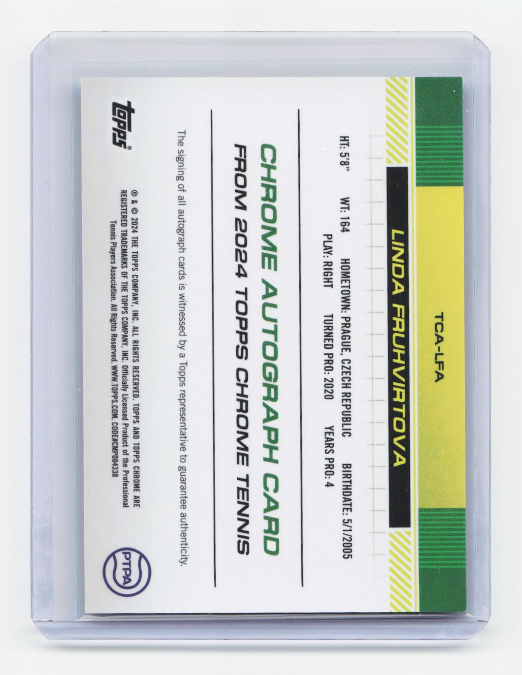2024 Topps Chrome #TCA-LFA Linda Fruhvirtova Autographs