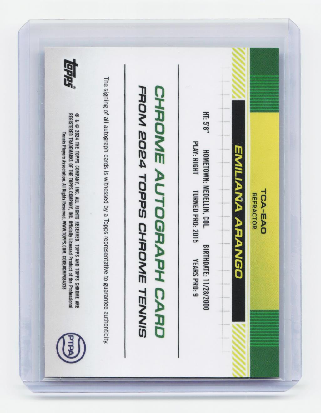 2024 Topps Chrome #TCA-EAO Emiliana Arango Autographs Refractor #/499