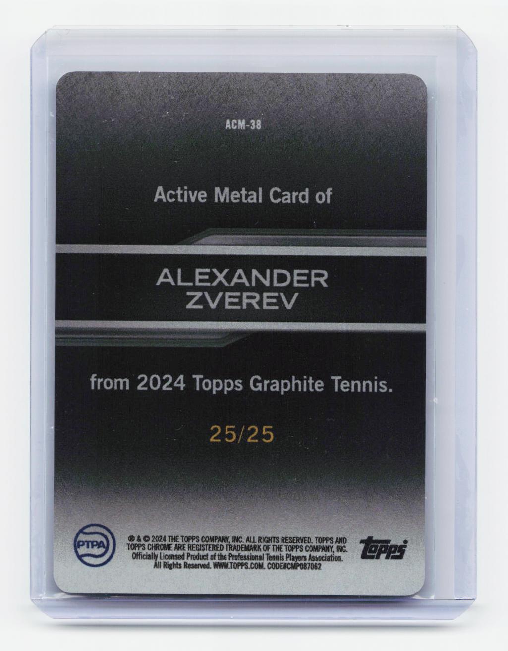 2024 Topps Graphite #ACM-38 Alexander Zverev Active Metal Gold #/25