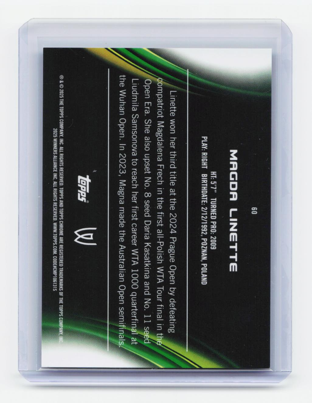 2025 Topps Chrome #60 Magda Linette Black Refractor #/10