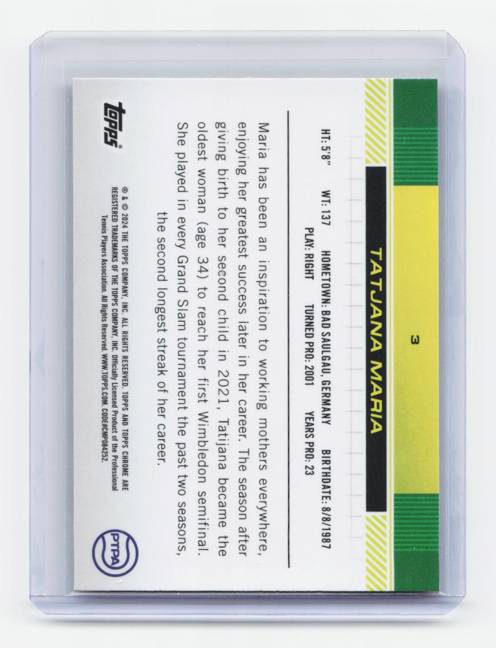 2024 Topps Chrome Sapphire Edition #3 Tatjana Maria Gold #/50