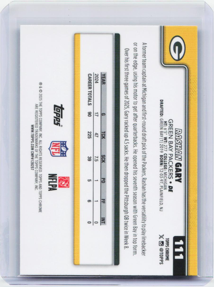 2025 Topps Chrome #111 Rashan Gary Football Leather Refractor