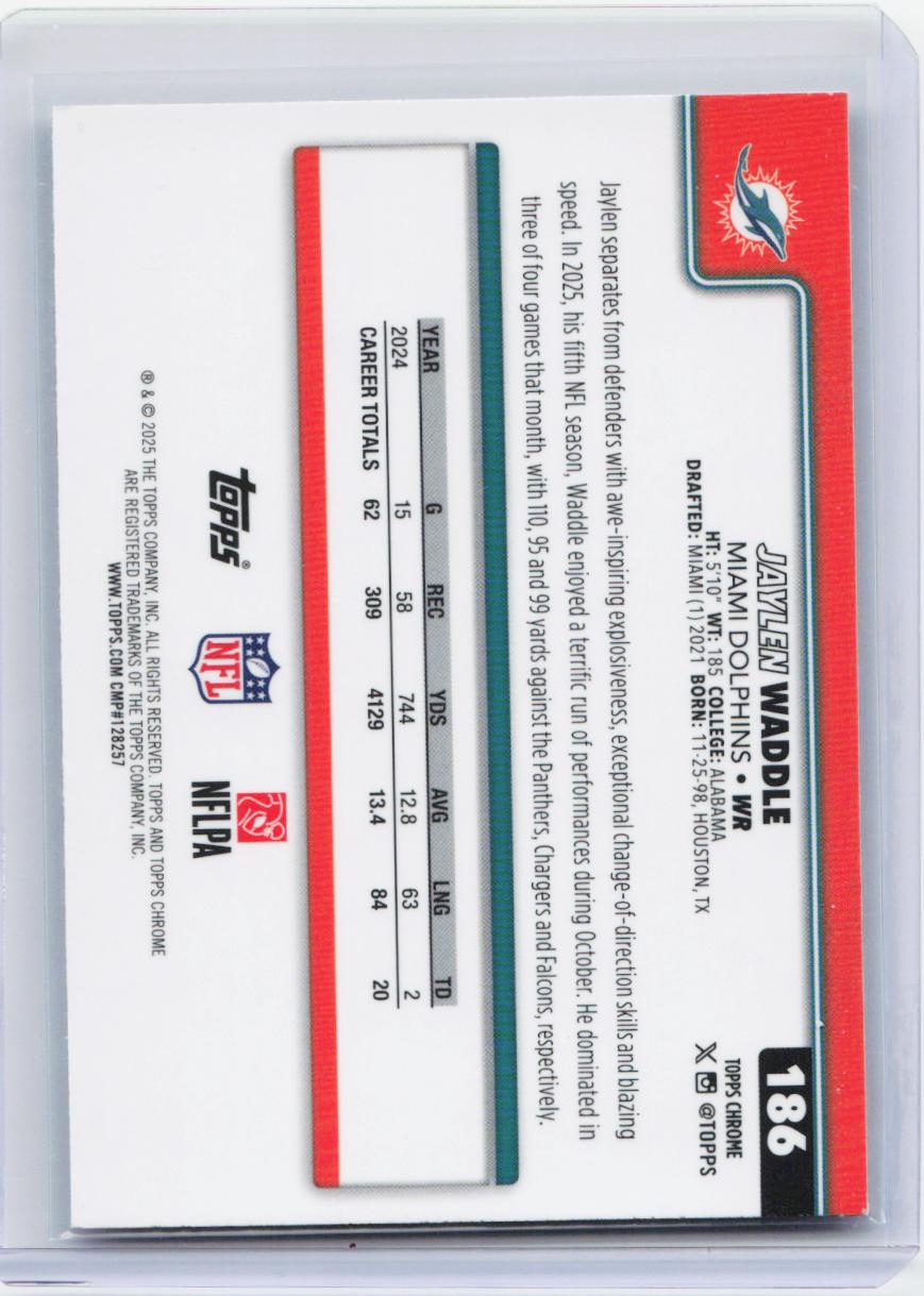 2025 Topps Chrome #186 Jaylen Waddle X-Fractor