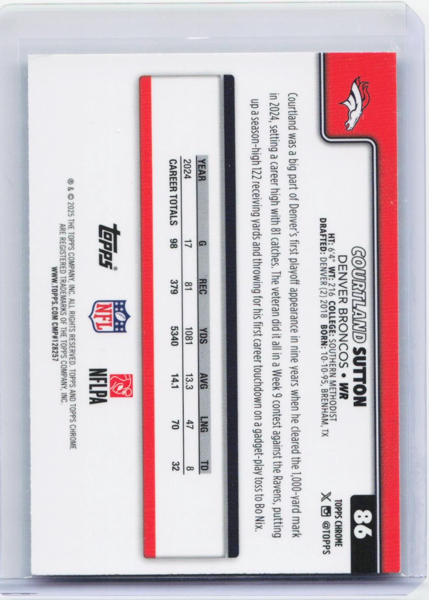 2025 Topps Chrome #86 Courtland Sutton X-Fractor