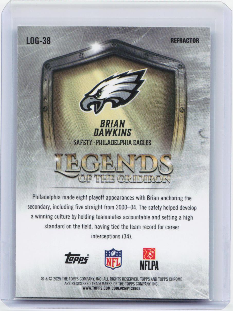 2025 Topps Chrome #LOG-38 Brian Dawkins Legends of the Gridiron Refractor