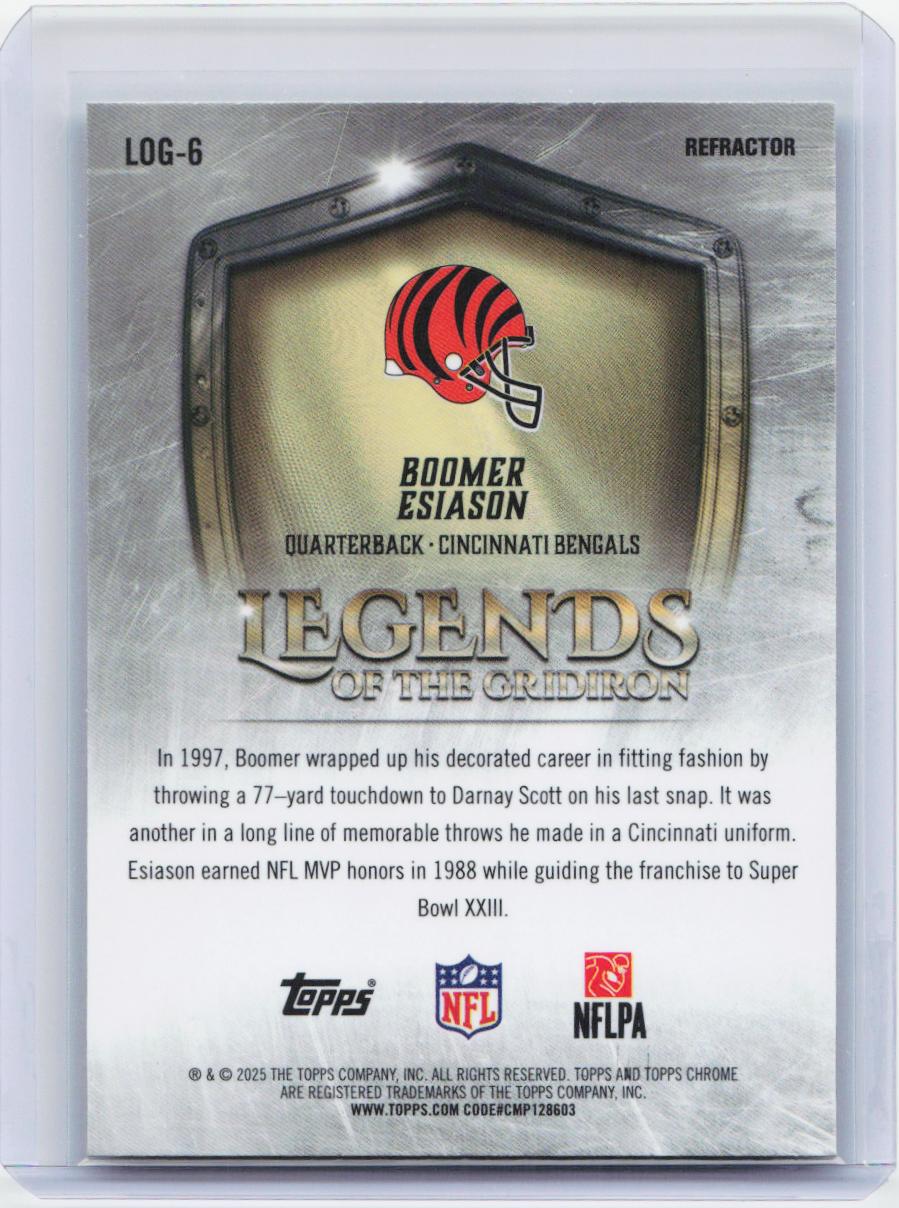 2025 Topps Chrome #LOG-6 Boomer Esiason Legends of the Gridiron Refractor