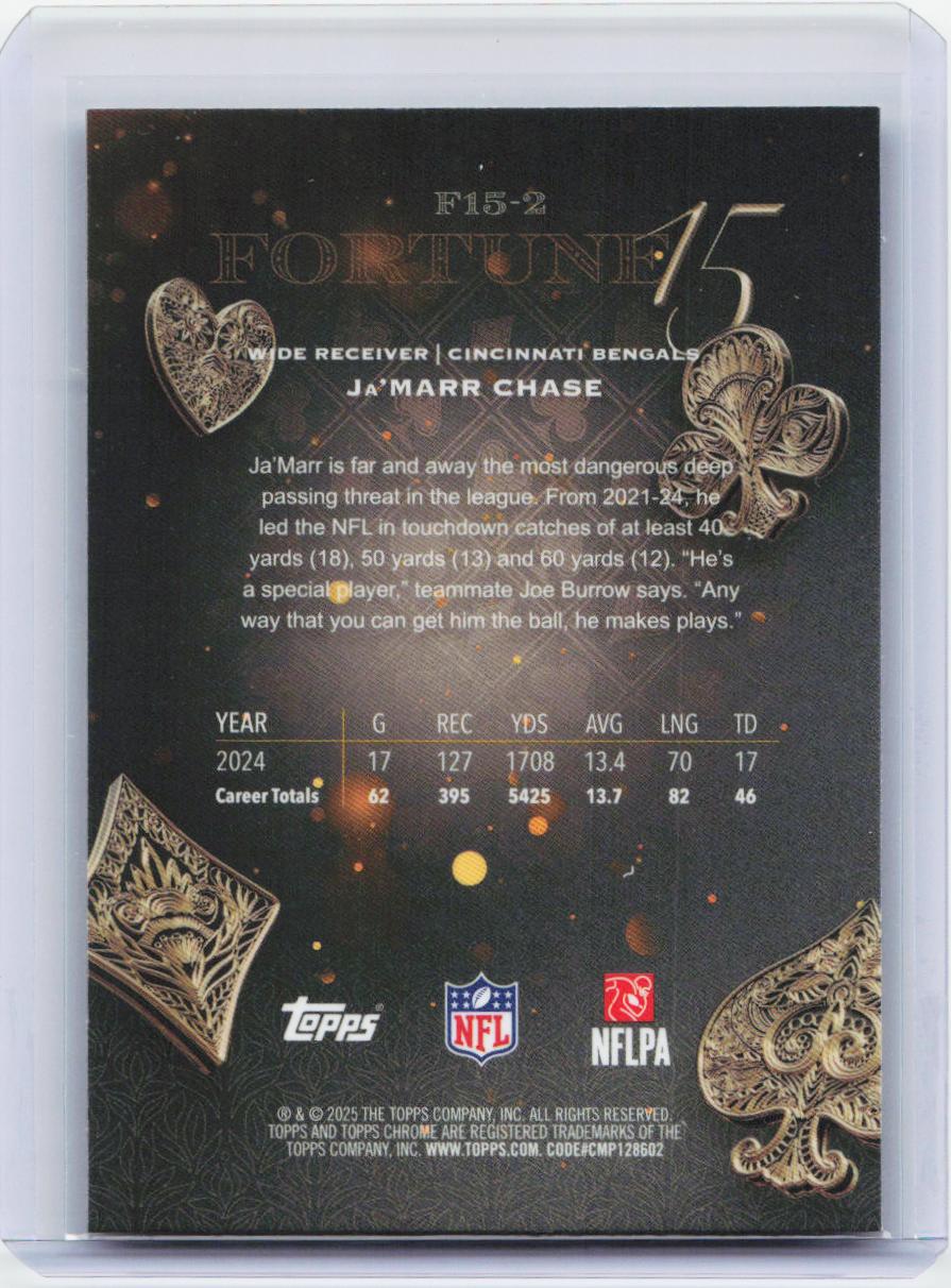 2025 Topps Chrome #F15-2 Ja'Marr Chase Fortune 15