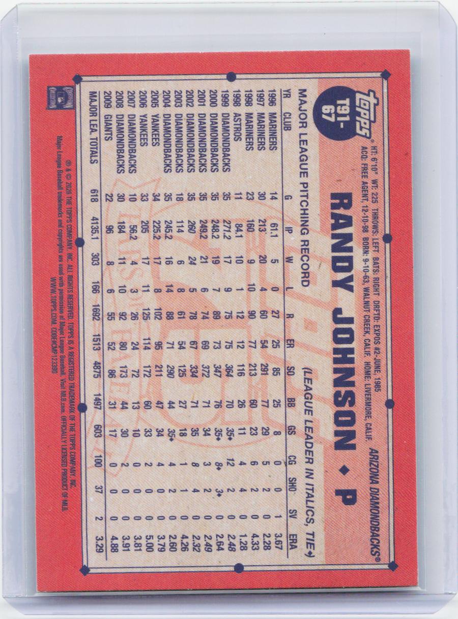 2026 Topps #T91-67 Randy Johnson 1991 Topps Baseball 35th Anniversary