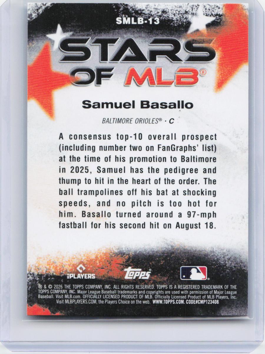 2026 Topps #SMLB-13 Samuel Basallo Stars of MLB
