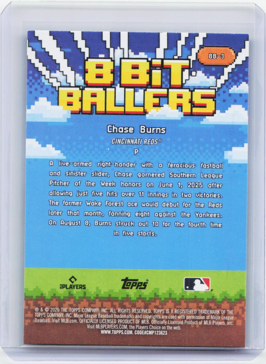 2026 Topps #8B-3 Chase Burns 8 Bit Ballers Green #/99