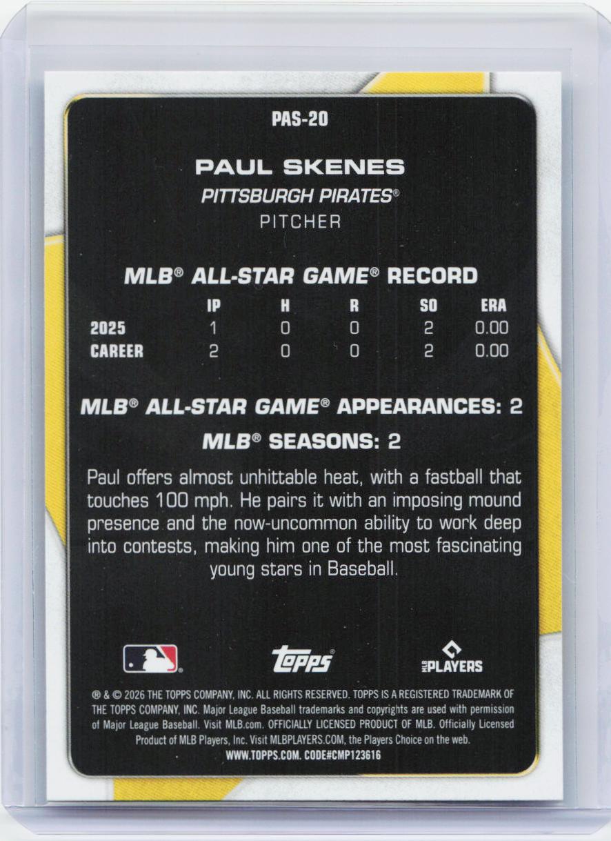 2026 Topps #PAS-20 Paul Skenes Perennial All Stars