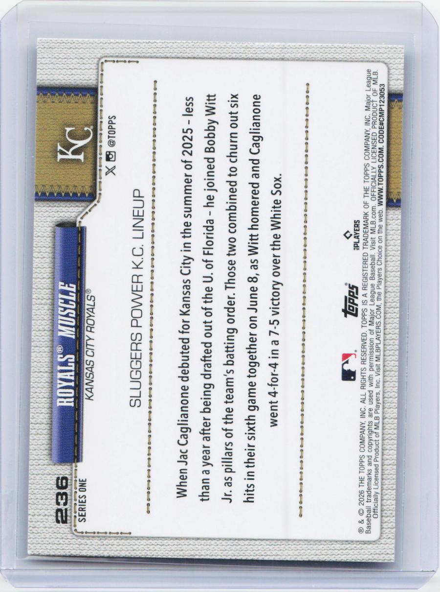 2026 Topps #236 Royals Muscle Rainbow Foil