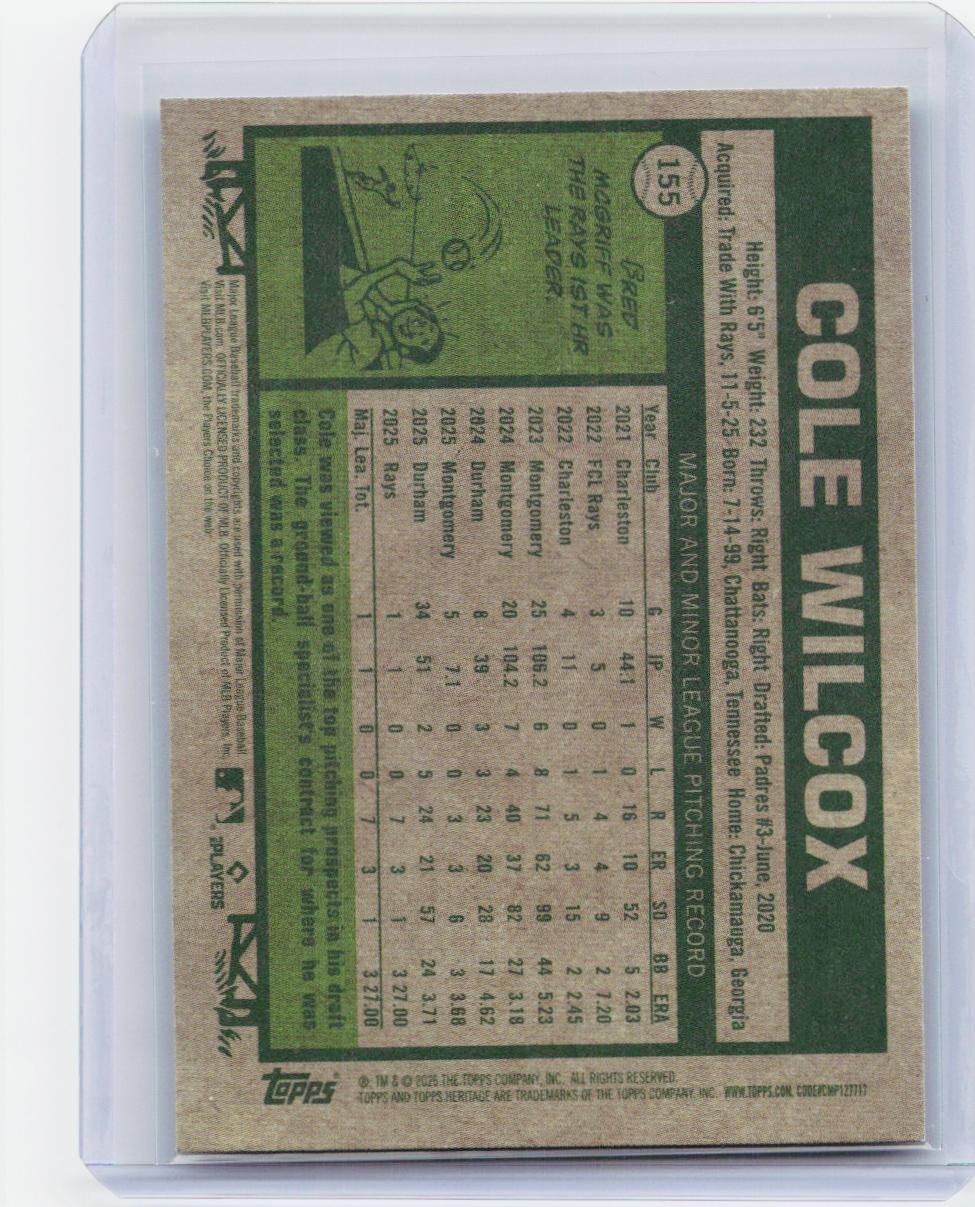 2026 Topps Heritage #155 Cole Wilcox