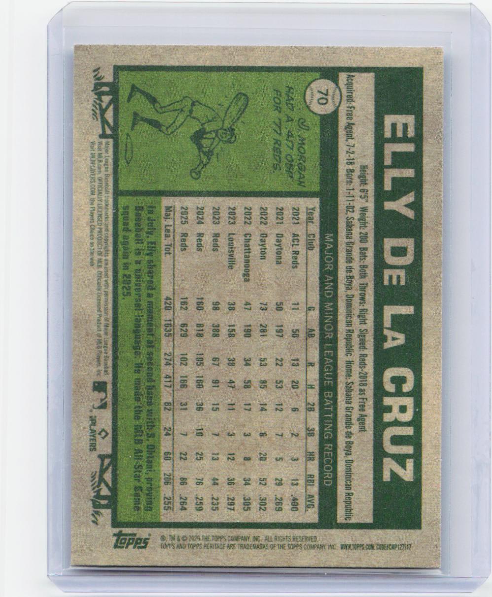 2026 Topps Heritage #70 Elly De La Cruz