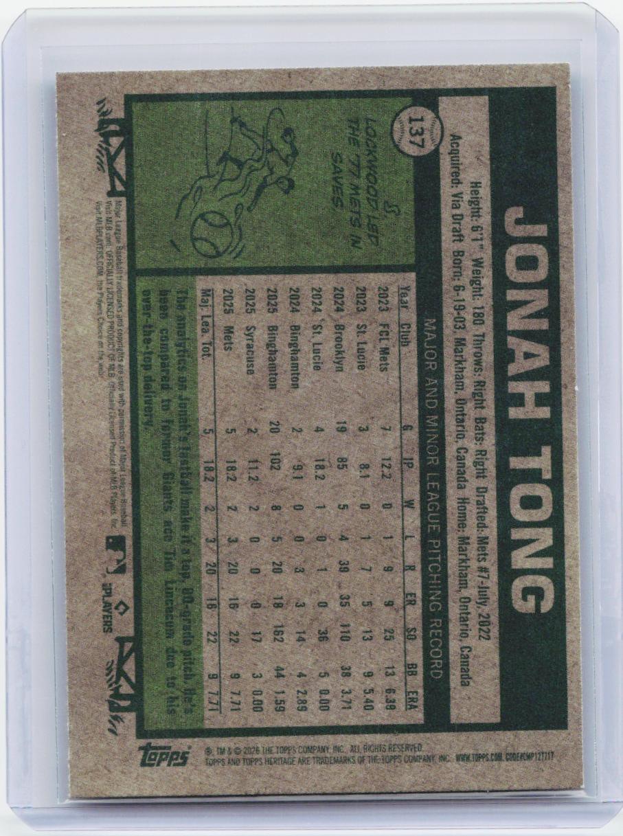 2026 Topps Heritage #137 Jonah Tong