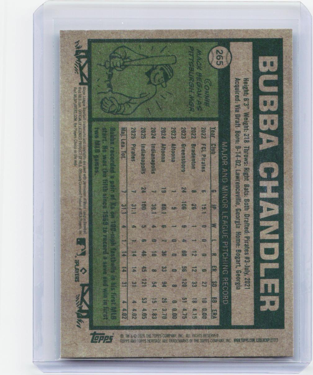 2026 Topps Heritage #265 Bubba Chandler