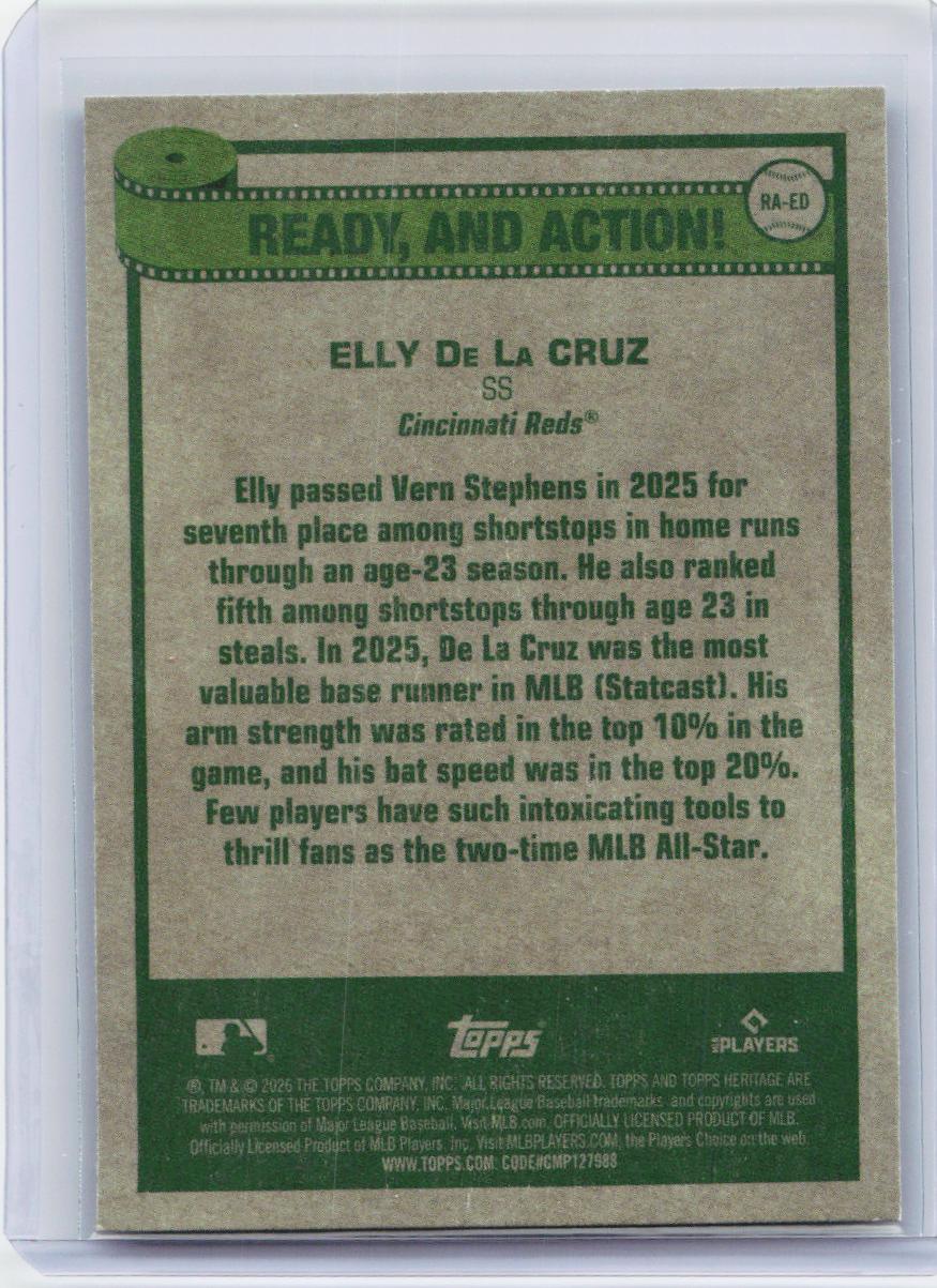 2026 Topps Heritage #RA-ED Elly De La Cruz Ready, and Action!