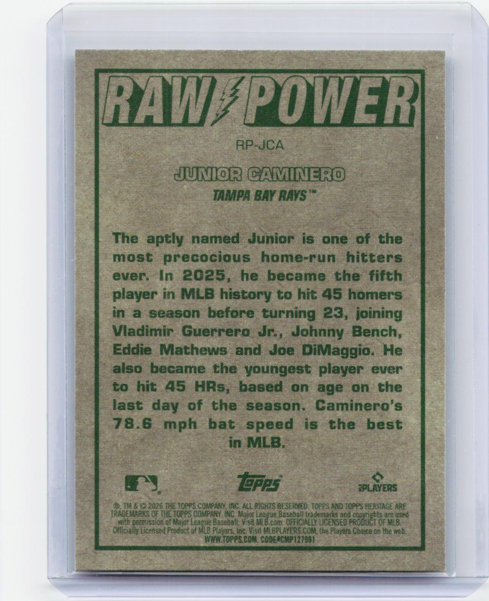 2026 Topps Heritage #RP-JCA Junior Caminero Raw Power