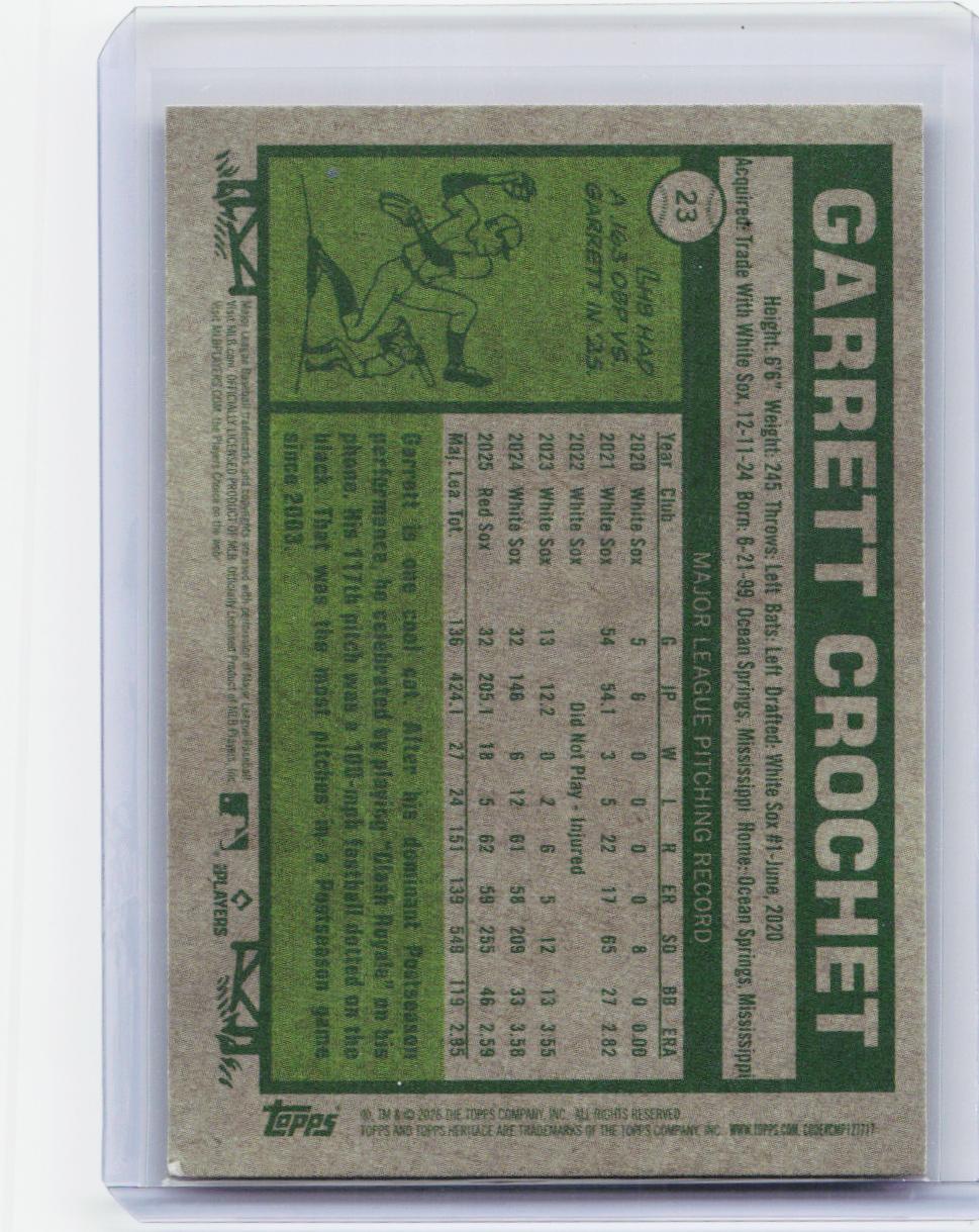 2026 Topps Heritage #23 Garrett Crochet Red